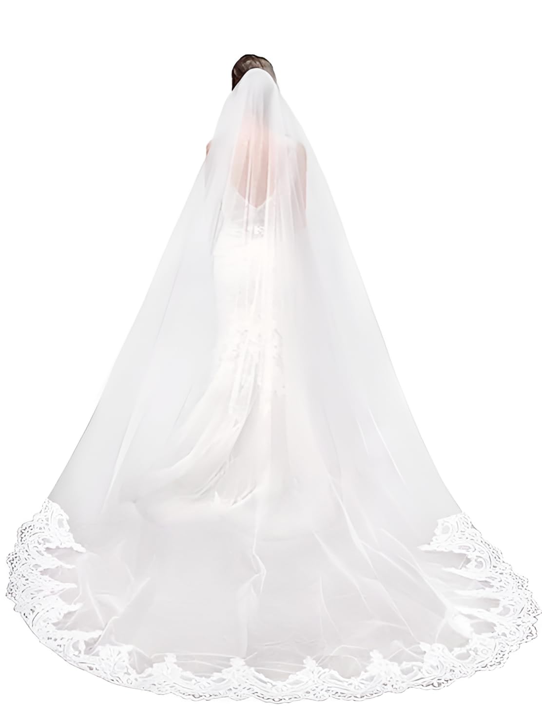 UNIQUE BRIDAL ACCESSORIES: 2 Layer veil (two tier) 3.5 meter long cathedral wedding veil with comb attach train cascades beautifully, perfect for the bride who wants to make a stunning entrance.-image-9