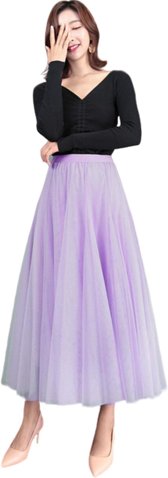 SHUIZONG Women'S Skirts Jielur Skirts Womens Autumn 3 Layers Princess Tulle Mesh Pleated Skirt Saia Female Jupe Summer Tutu Skirts Faldas Mujer Moda