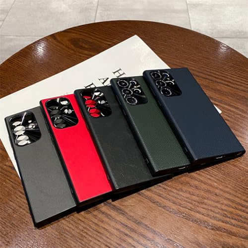 Coque en cuir de luxe pour Samsung S24 Ultra et S23 Plus finition carbone bleu - 2