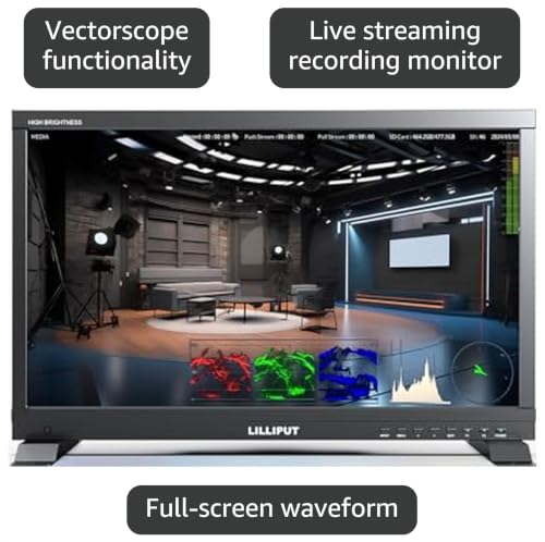 Image of LILLIPUT PVM220S-E Series 21.5 inch Live Stream Recording Monitor with 3 Push 1 Pull Stream and 3D-LUT, HDR, Gammas, Waveform, Vector.. (PVM220S-E-VBP with V Mount Plate)