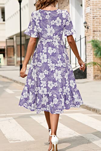 Image of STYLEWORD Womens Summer Casual Short Sleeve Flowy Midi Beach Dress