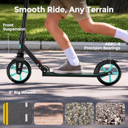 Image of WAYPLUS Kick Scooter for Ages 6+,Kid,Teens & Adults.8 Big Wheels,240lb