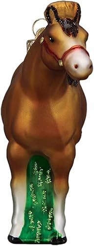 Miniatura 3 de Old World Christmas Adornos de cristal soplado de caballo para árbol de Navidad