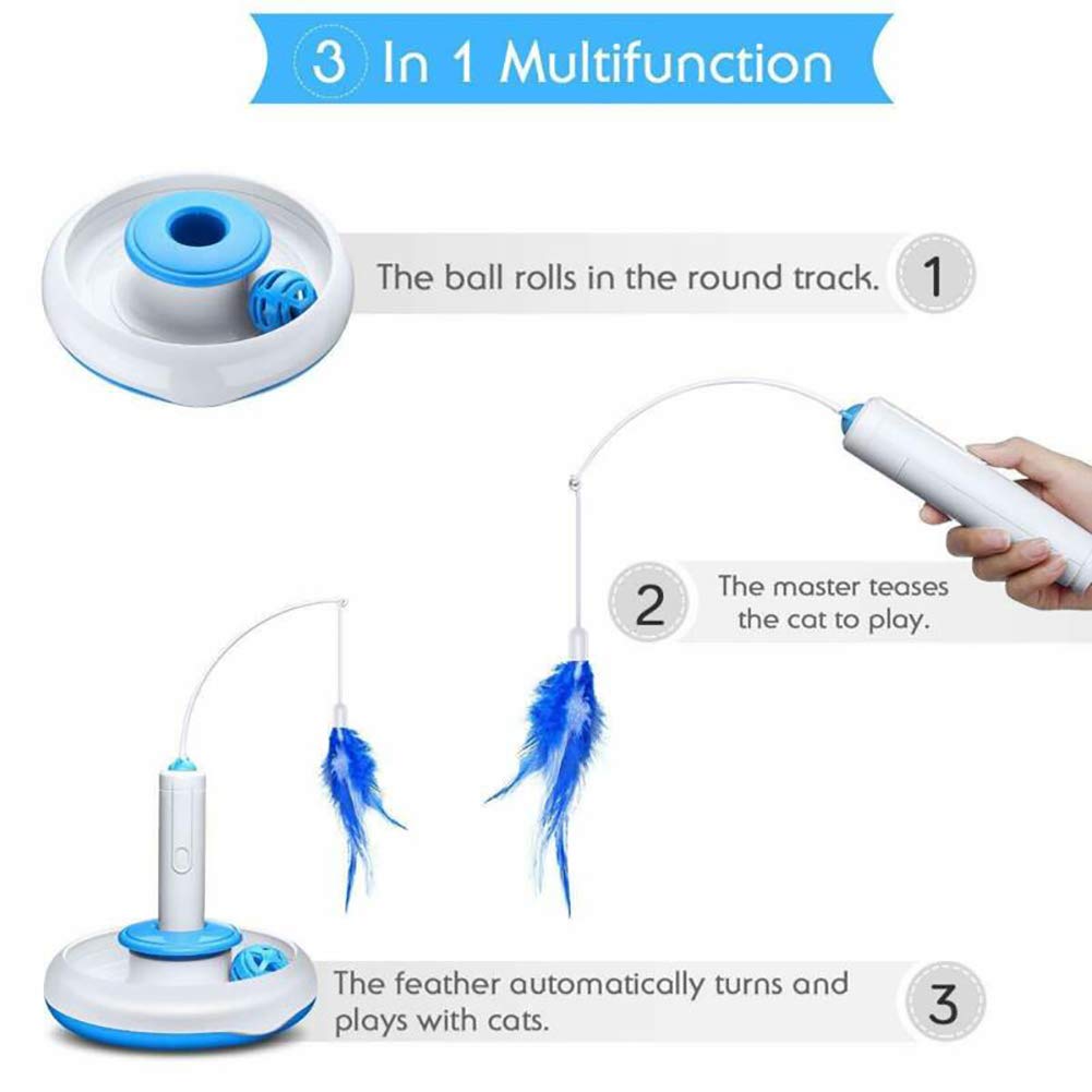 Jouet Interactif D'intérieur Pour Chat Jouets Électriques De Plumes De Chat Avec Plume Rotative À 360 ° Et Boule De Sonnerie Bâton De Chat De Taquinerie Automatique Pour La Chasse Au Chaton Chat