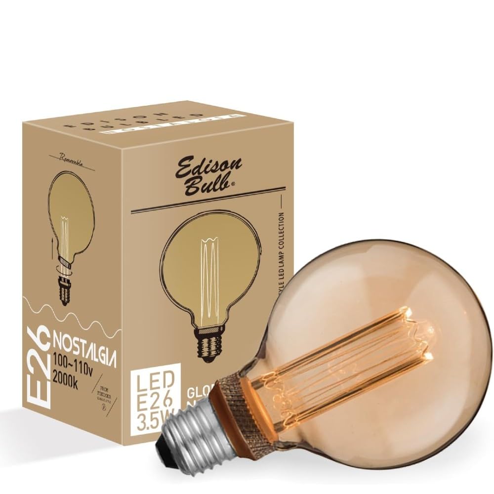 エジソンバルブ E26 LED電球 ノスタルジア (GLOBEゴールド) 調光器…