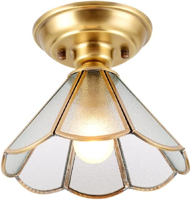 Plafonnier européen en verre tout cuivre pour chambre et entrée