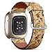 Compatible with Fitbit Fitbit Sense / Versa 3 Patterned Leather Replacement Band (Vintage globe, abstract world map, rope knots pattern)