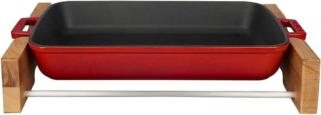 LAVA Metal LVPTP2640 K4 Sauté Pan with Cast Iron Base, Red