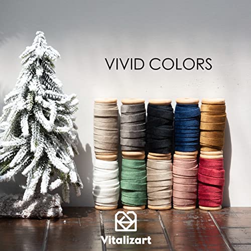 Vitalizart Dusty Green Velvet Ribbon Set 3/8"" X 15Yd Wooden Spool Fabric Trim Eco-Friendly 3 Rolls * 5Yd For Christmas Wreath Decoration Handmade Craft Ornaments Gift Wrapping & Bow Making #TOP5