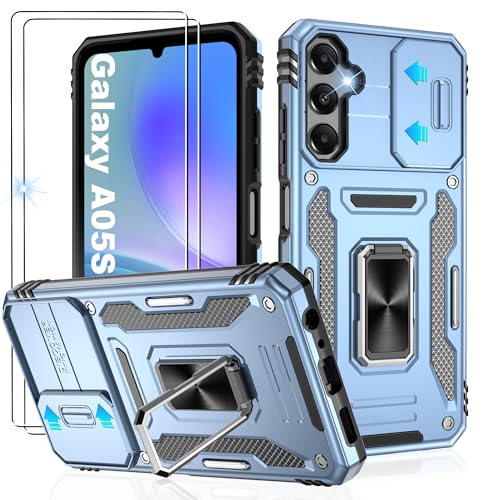 Coque Galaxy A05s 4G antichoc bleue résolvant les chutes et protégeant la caméra arrière