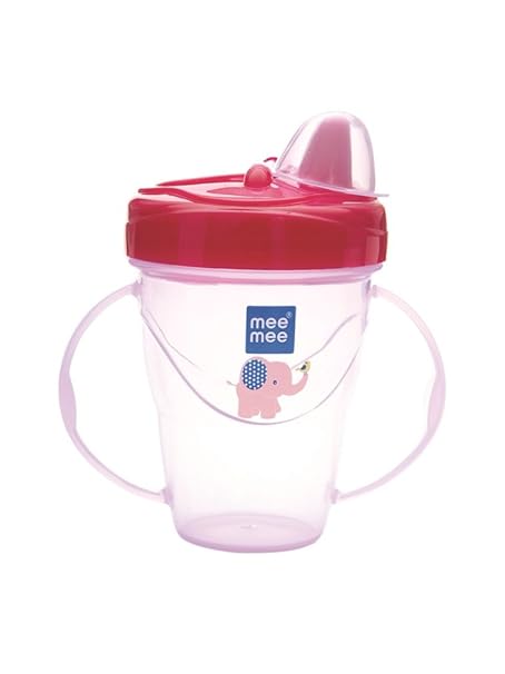 Mee Mee Easy Grip Sipper Cup with Twin Handle | Anti Spill Sippy Cup with Spout for Baby & Kids | BPA Free | 180ML (Pink)