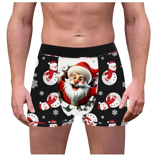 akwuiopt Ropa interior divertida de Navidad para hombre, transpirable, calzoncillos de Papá Noel, novedosos pantalones cortos de vacaciones para hombre, B, S