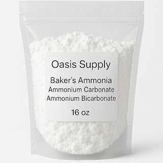 Oasis Supply Baker’s Ammonia – Food Grade Ammonium Carbonate (Hartshorn) – Traditional Leavening Agent for Old-World Baking, Extra Crisp Cookies & Crackers, Double-Sealed Pouch – 16 oz