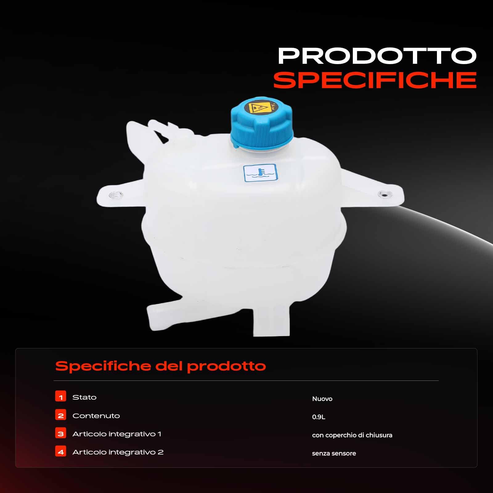 Frankberg Serbatoio di espansione liquido di raffreddamento con coperchio per Nemo AA_ Fiorino Qubo 225 Bipper AA_ 1.3L 1.4L 2007-2020 1617959180