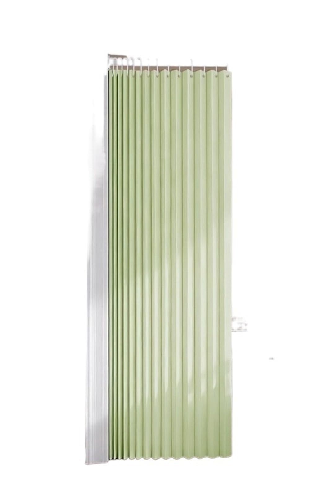 WEQYFDC Blackout Door Curtains Folding Accordion Door Curtain Pleated Room Divider, Retractable Fabric Partition Wall For Home Office(Green,1pc 120x200cm)