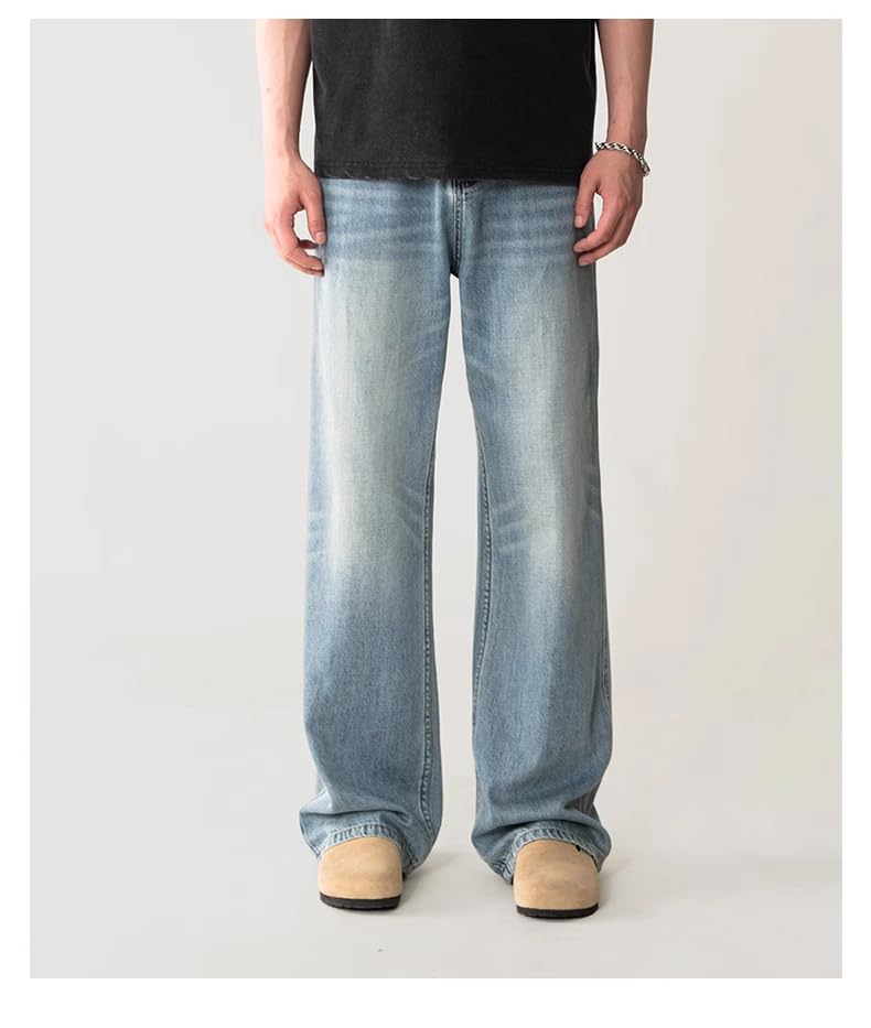Men's American Vintage Jeans Wide-Leg Loose Straight Summer Thin Long Pants3