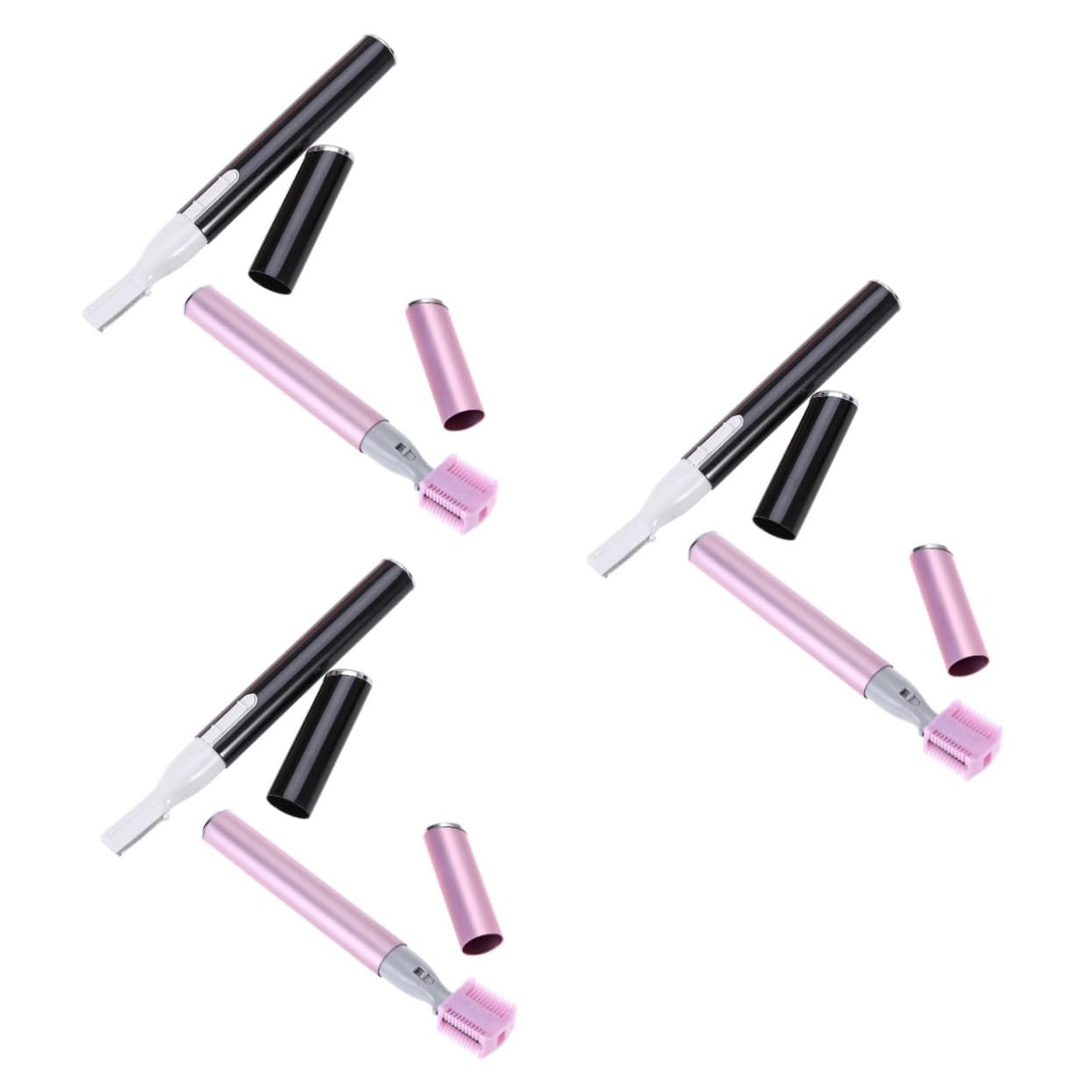 FRCOLOR 3sets Portable Eyebrow Shaver Electric Razor for No Battery Needed Hair Removal Tool Length Comb 2pcs*3