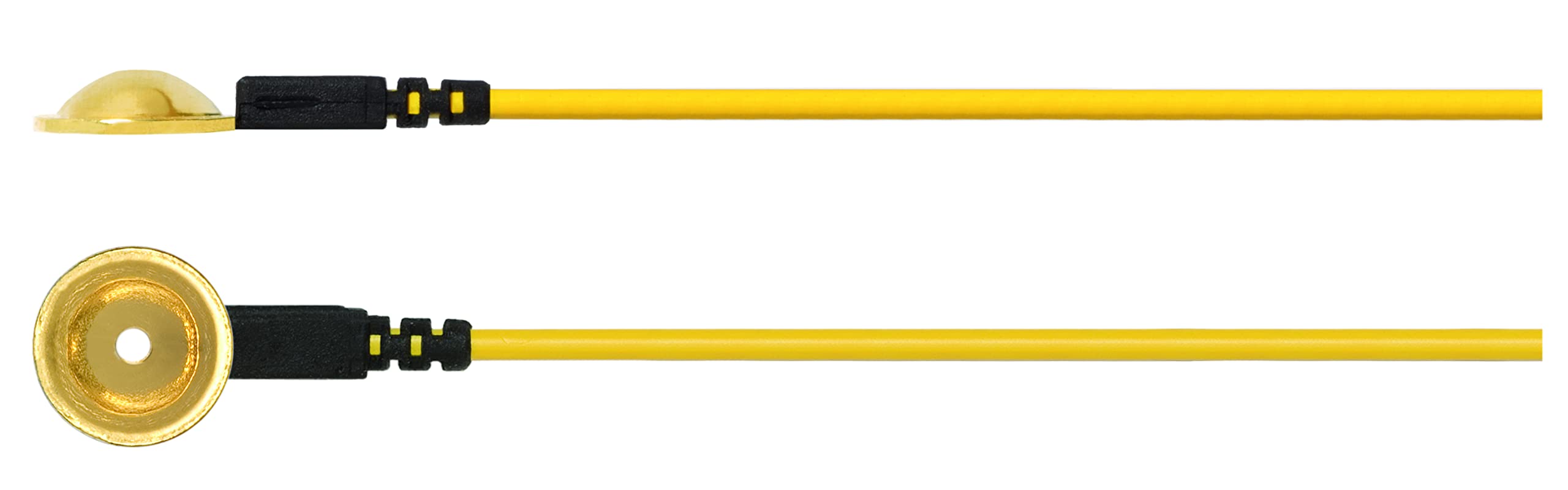 Electrode Cupule 10mm Dorée EEG Sommeil - capteur Neurofeedback - 10 couleurs - Fiche Touch Proof DIN42802 (100cm)