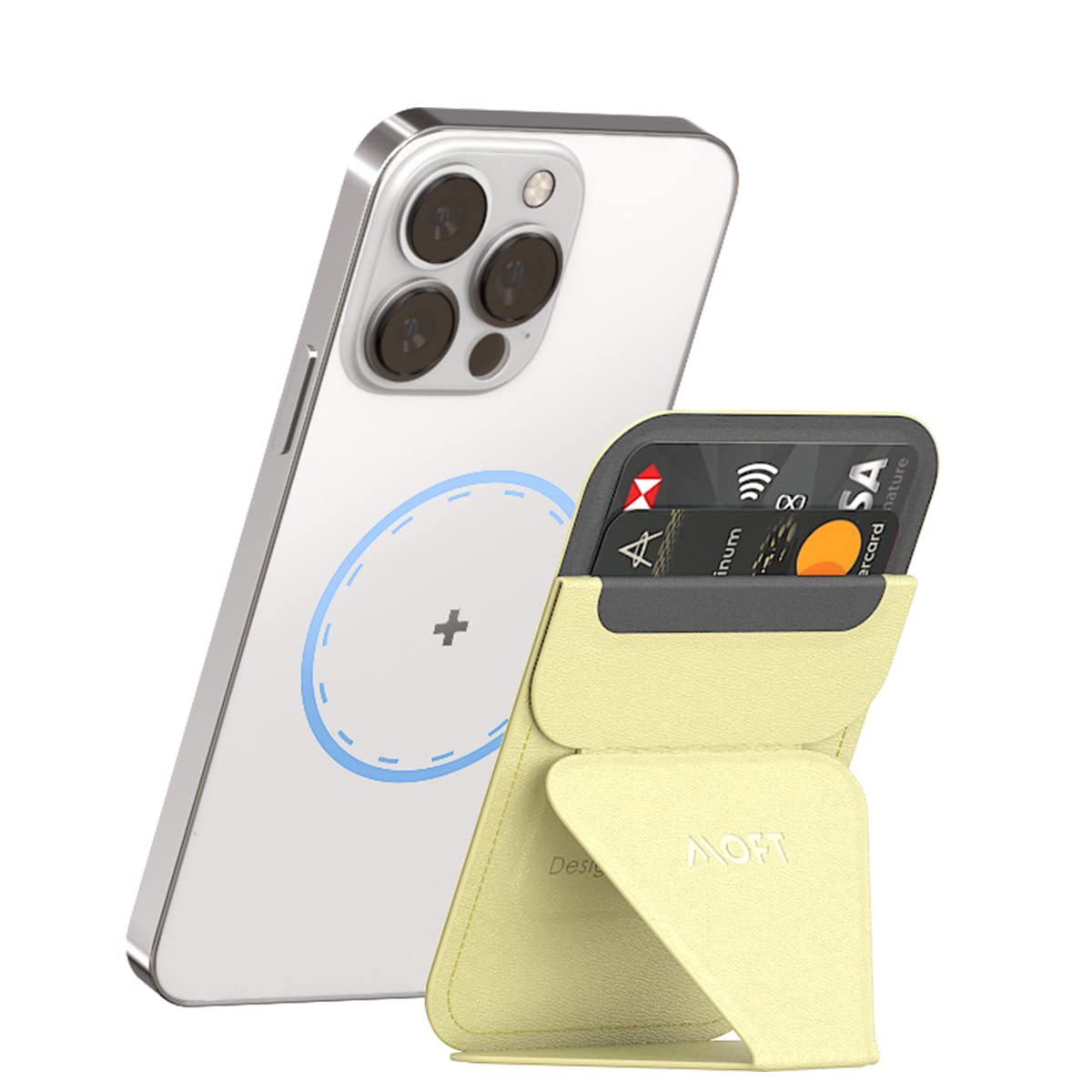 MOFT MagSafe Wallet Stand for iPhone 14/13/12 Series MagSafe Compatible Phone Stand with 3 Viewing Angles - Coastline Edition