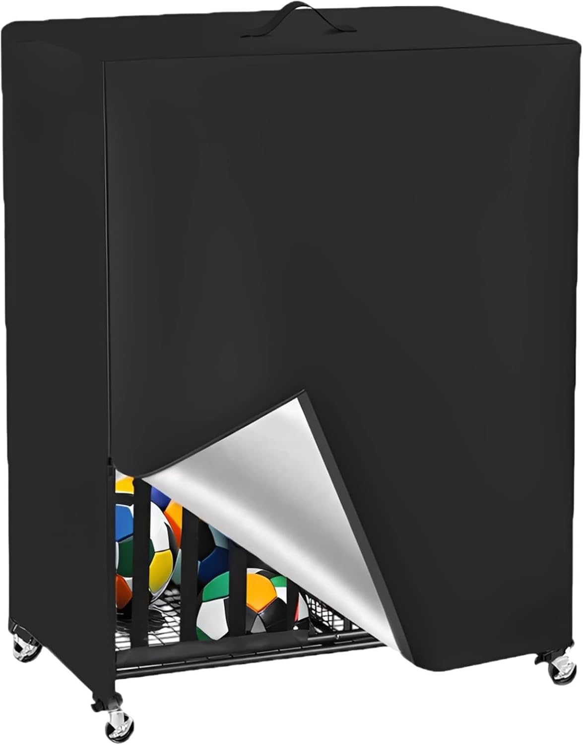 Storage Rack Cover Outdoor, 210D Oxford, 45.3 X 38.2 X 18.1 in, Sports Equipment Organizer Cover for Garage, Portable Handle