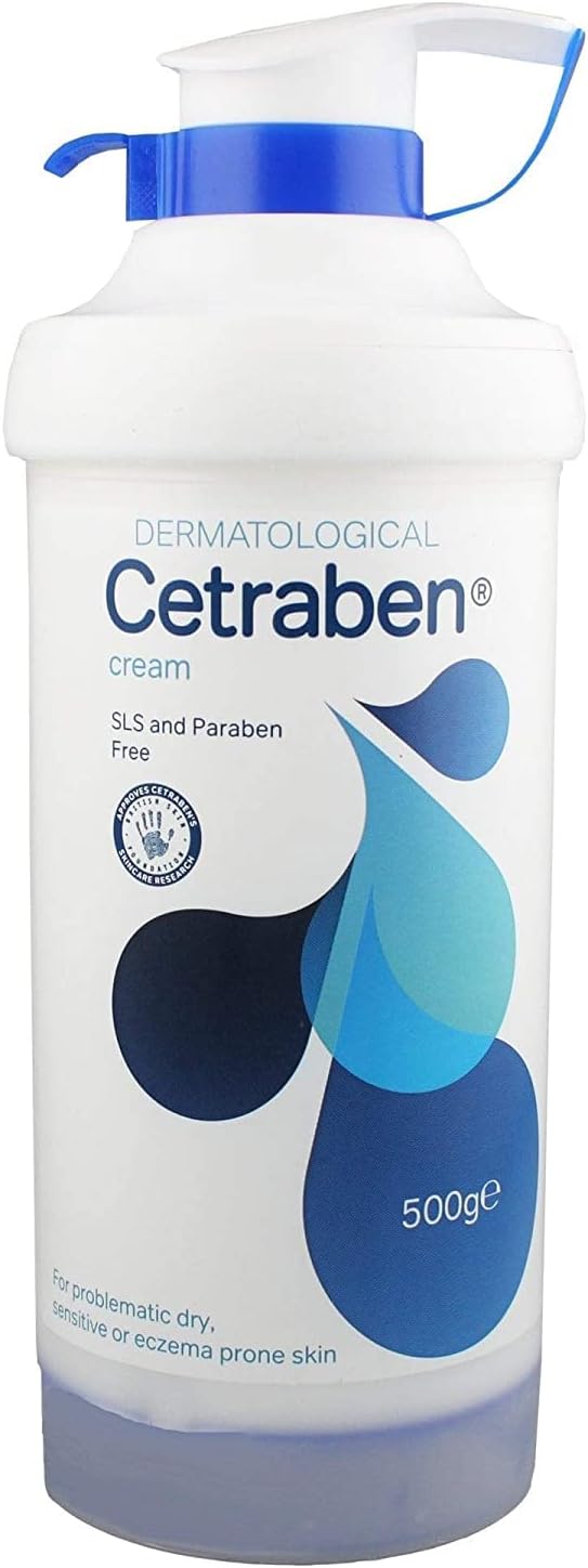Cetraben Dermatological Emollient Cream, Dry or Chapped Skin, SLS and Paraben Free, Fragrance Free, 500 g