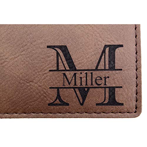 Palmetto Wood Shop Laser Engraved Personalized Leatherette Bifold Men's Wallet, Father's Day Gifts, Christmas Gifts For Him, Valentines Day Gifts (Brown)4