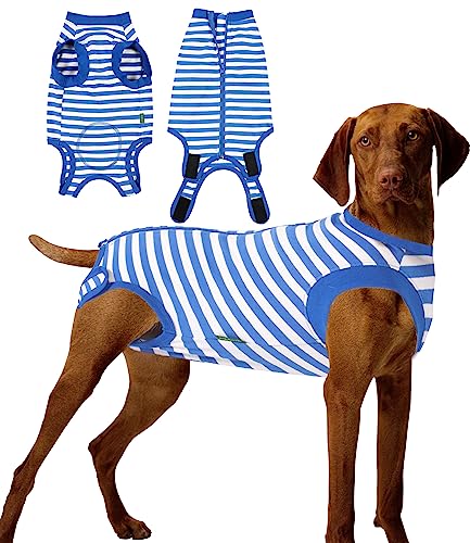 Image of Dog Recovery Suit Surgery Shirt,Large Female Male Wound Protective Suit,Blue XL