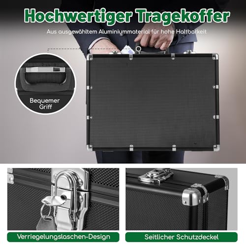 COSTWAY Pokerset 600 Chips, Pokerkoffer mit 6 Kartendeck, 5 Würfel, Dealer Button, Matte, Kartenmischer & Kartengeber, Aluminium Kasino Poker Komplett Set abschließbar, Profi Texas Hold'em (600 pcs) – Bild 8