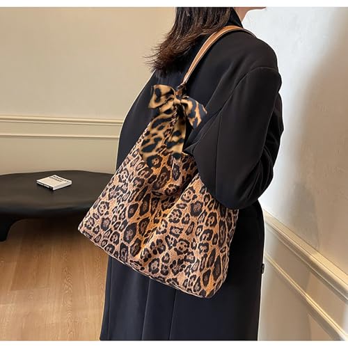 Suede Leopard Tote Bags for Women Cheetah Print Purse Suede Slouchy Hobo Shoulder handbags Large Capacity Bag 2PCS4