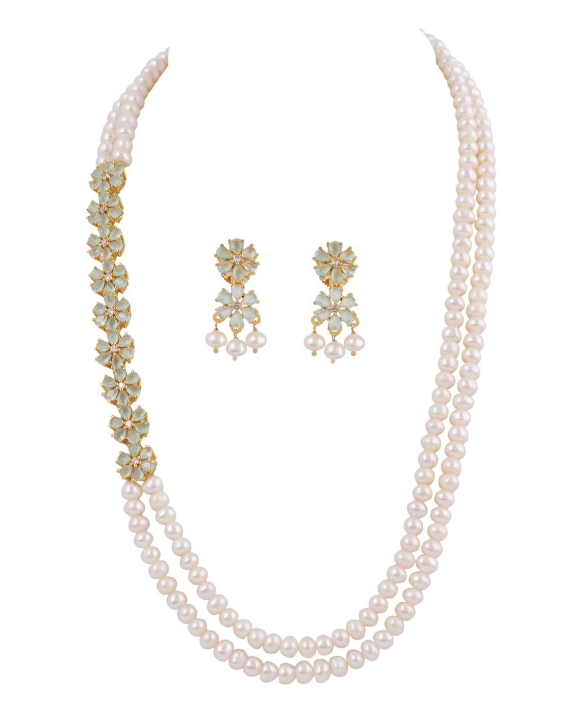 Real Natural Fresh Water Pearls Flower Necklace Set With Certificate For Women Girls (Mint Green) (B0CGVNX333) Amazon Price History, Amazon Price Tracker
