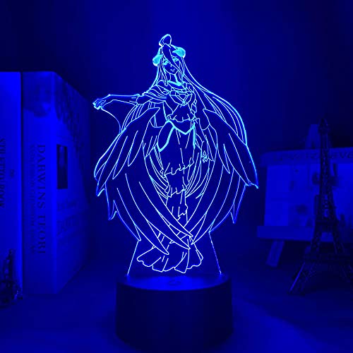 3D Nachtlicht Illusion Anime Lampe Overlord Albedo Led Nachtlicht für Schlafzimmer Dekor Geschenk Nachtlicht Anime Waifu Lampe Albedo Overlord -Remote Control Cover
