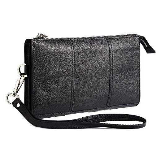 DFV mobile - Genuine Leather Case Handbag for ULEFONE Power 3S (2018) - Black