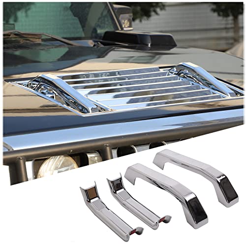 Hood Deck Vent Panel Handle Cover Trim for Hummer H2 2003-2009, Hood Vent Grille Handle Cover, Hood Louver Hood Vent Deck Grab Cover Decor Exterior Accessories, ABS (Chrome)