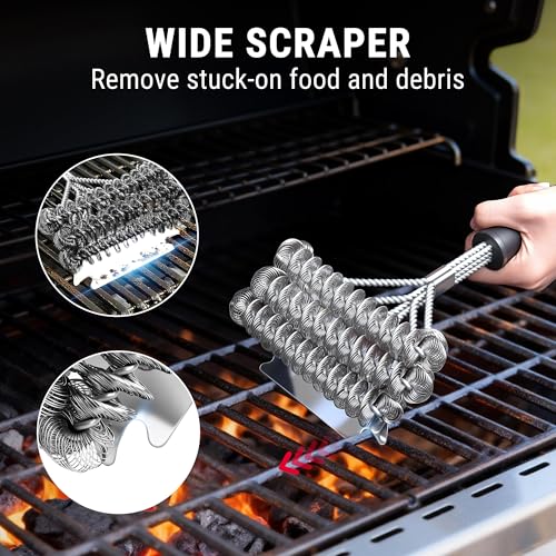 Image of TempPro BBQ Grill Brush with Wide Scraper, Bristle-Free Stainless Steel Grilling Cleaner, Safe All-Grate Cleaner, Perfect for BBQ Grill Cleaning Accessory (Previously ThermoPro)
