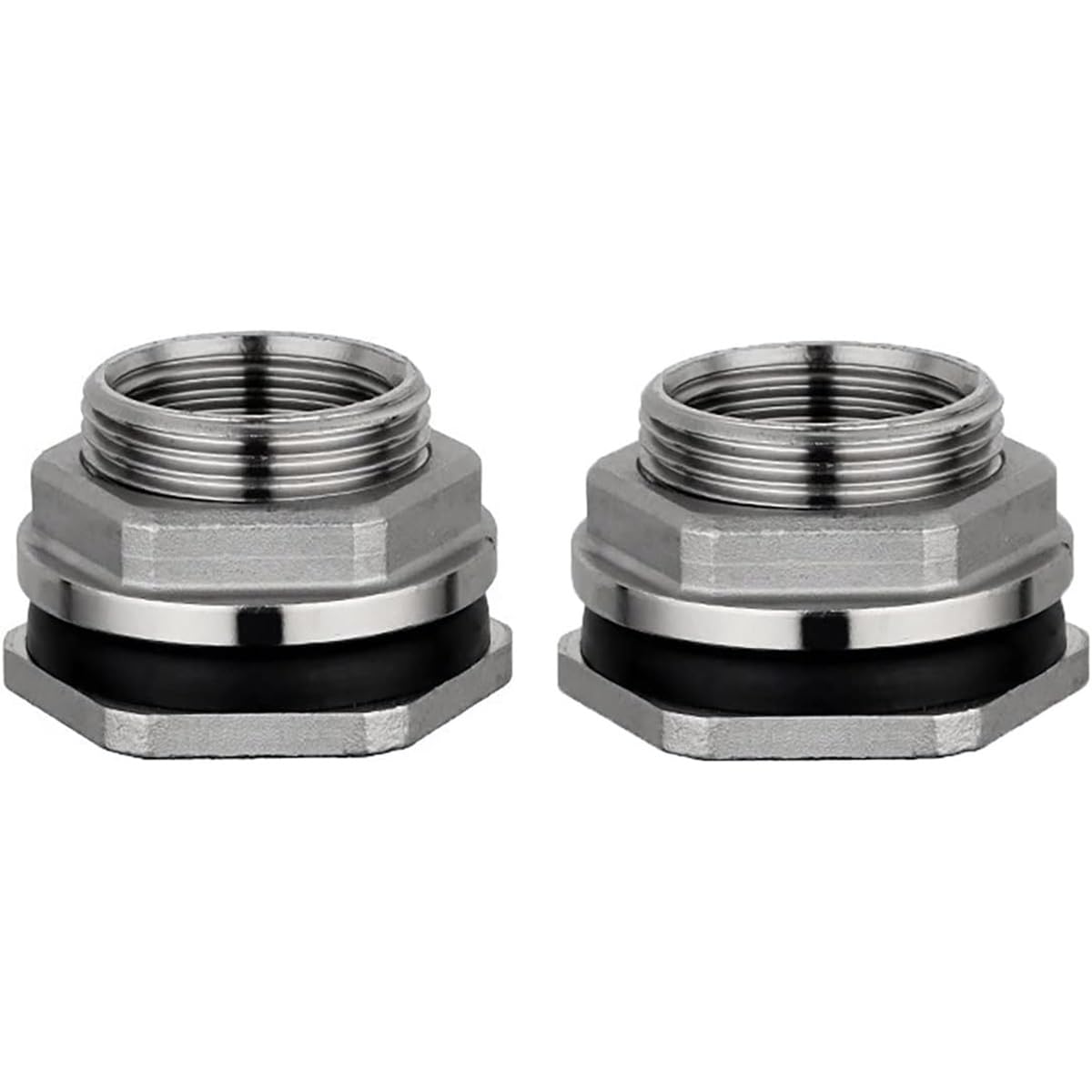 DEJIN 2pcs Stainless Steel Garden Hose Bulkhead Fitting, 1/4" 3/8" 1/2" 3/4" 1" 1-1/4" 1-1/2" 2" BSP Female Thread SUS304 Pipe Single Loose Key Swivel Fitting Nut Water Tank Jointer Connector(DN8)