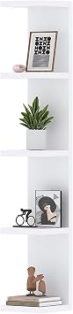 LitaEther 5 Tier White Lack Wall Shelf - Multi-Functional Display Organizer for Anime Figures, Funko Pop, Plants, Makeup & Books 7.1" x 5.5" x 30.7" Space-Saving Floating Shelf for Home & Office