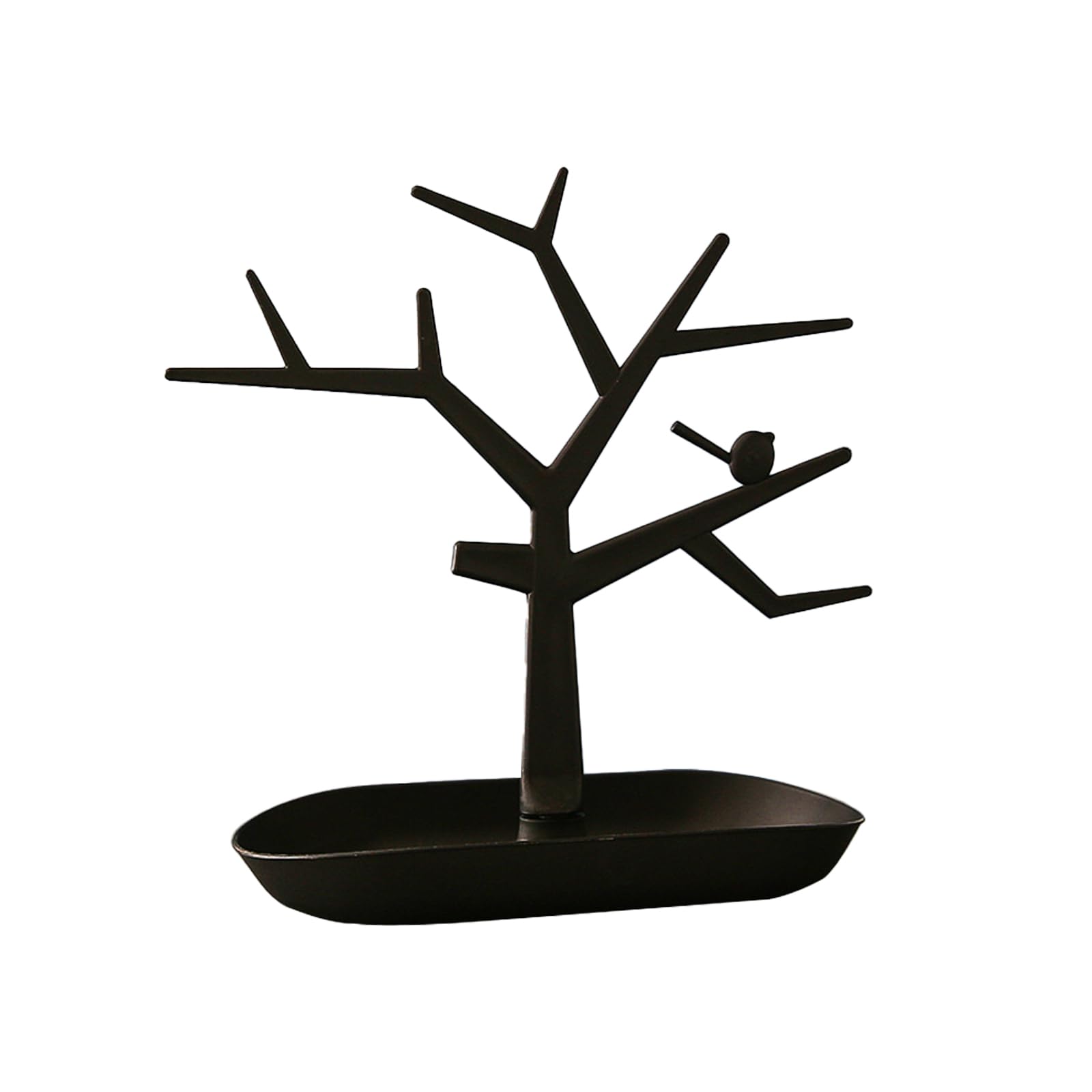 Mucee Tree Jewelry Stand Organizer – Earring Necklace Bracelet Ring Holder with Tray, Decorative Jewelry Display for Vanity, Dresser, Bedroom (Black)