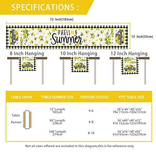 Pinata Summer Lemon Table Runner 72 Inches Long X 13 Burlap Linen Home Kitchen Decor Party Black White Buffalo Plaid Check Truck Holiday Seasonal Coffee Dining Rustic Farmhouse Yellow Summer Table Runners thumb #3