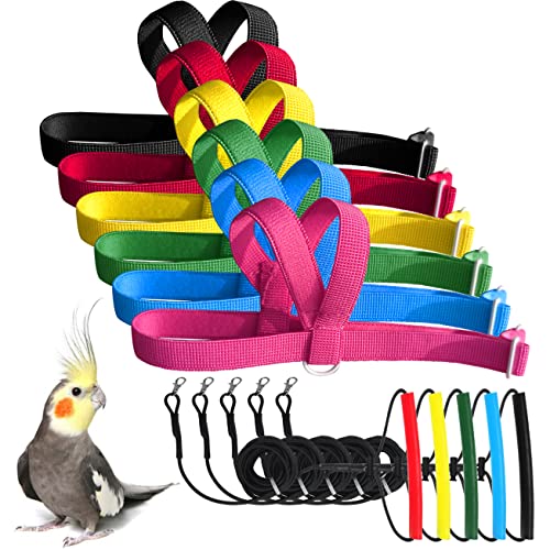VANFAVORI Adjustable Bird Harness with 80 Inch Leash, Outdoor Flying Training Rope Kit for Bird Parrots S Size Weight 75-110 Grams, One Piece(Colors May Vary)