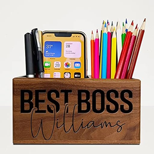 Regalos para jefes, soporte para bolígrafos personalizado, organizador de escritorio de madera maciza con nombre personalizado, regalos de agradecimiento para jefes, mujeres, hombres, regalo para la | Ya disponible en tu tienda friki favorita! En mundofriki.es!