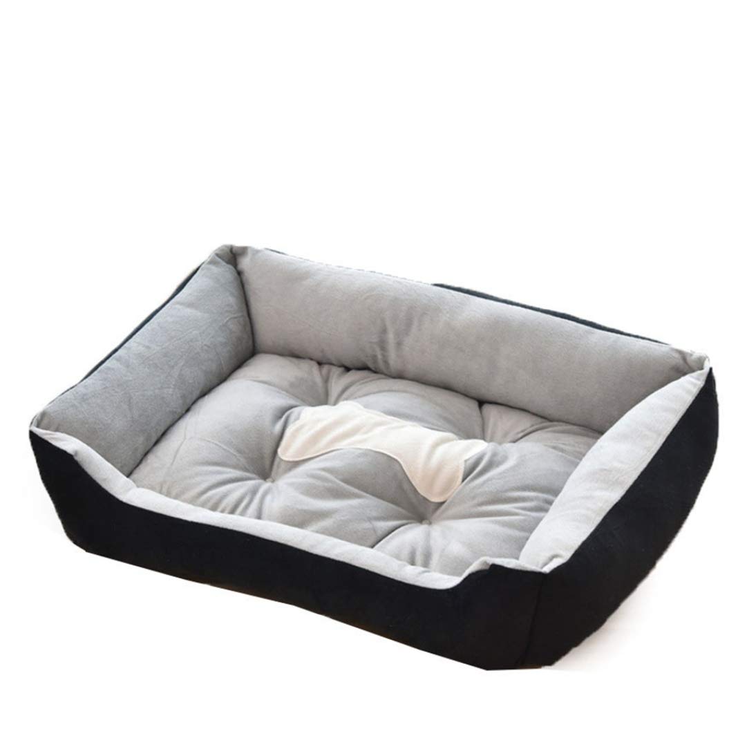 Panier chien chat lavable doux Z01 M - Tapis de couchage rayé 4 saisons