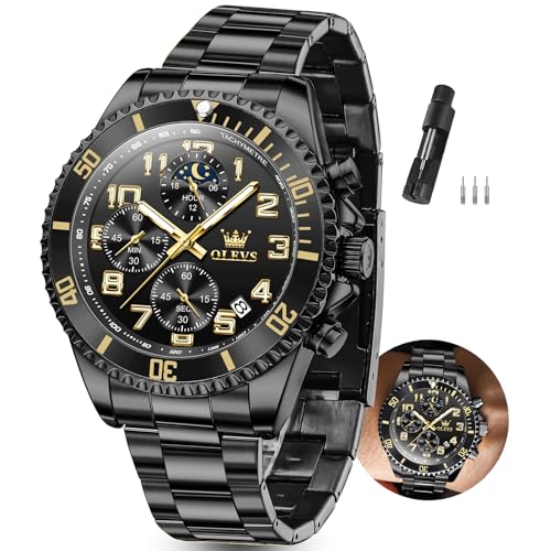 OLEVS Black Men's Luxury Dress Watch
