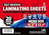 Self Adhesive Laminating Sheets 12.3x17.1 inches, 20 Pack, 4mil Thickness, No Heat or Machine Needed, Waterproof, Self Sealing, Easy Peel and Stick, Heavy Duty Clear Glossy Finish, by VIOLETTO