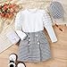 Little Kid Toddler Baby Girl Fashion Outfits Knitted T-Shirt Tops Plaid Mini Skirt Set 3Pcs Spring (White, 4 Years)