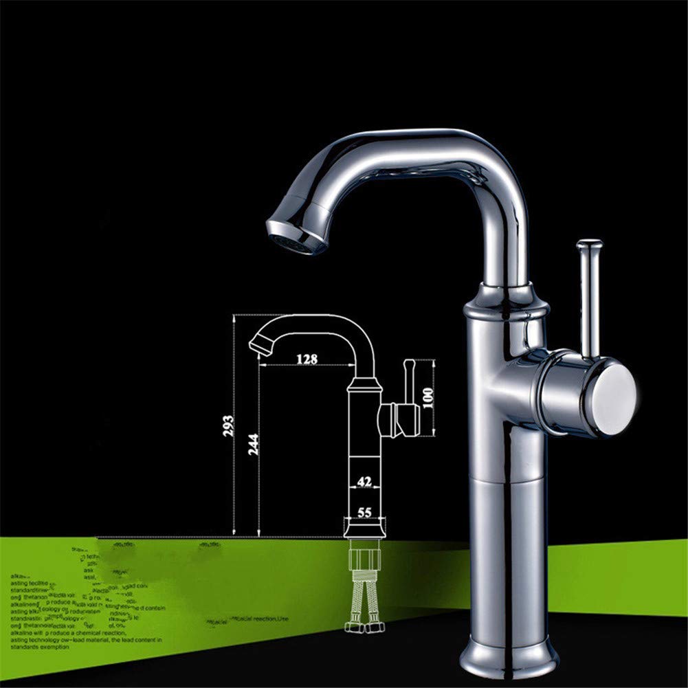 Mitigeur monotrou eau chaude et froide en laiton antique brossé noir doré 295mm