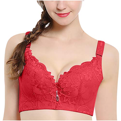 Plus Size Sports Bras for Women Anti-Sagging High Impact Bra Comfort Wireless Athletic Underwear for All-Day Wear Red