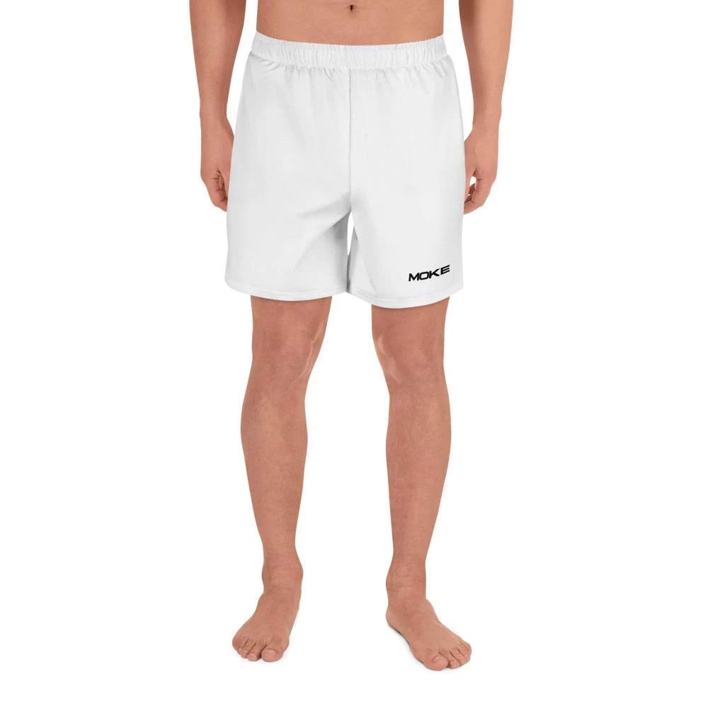 MOKE White Mens Athletic Long Shorts