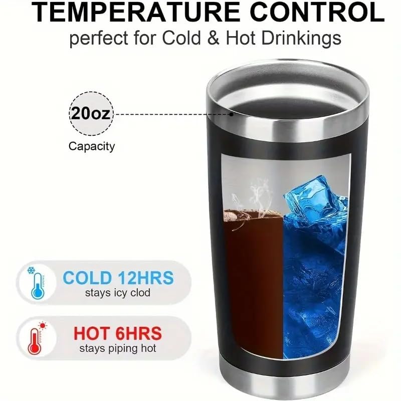 20oz Edelstahlbecher mit Deckel, doppelwandig, Vakuum-Kaffeetasse, Reisebecher für Eisgetränke und heiße Getränke, isolierter Reisebecher mit Strohhalmen (black) – Bild 3