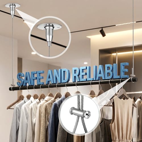 Oqqlin 4 Pcs Ceiling Support for Closet Rod, 60 Inch Adjustable Closet Rods Support with Screws Stainless Steel Heavy Duty Wardrobe Bracket for L-Shaped, Curved, Straight Shower Rods by Oqqlin - Image 5