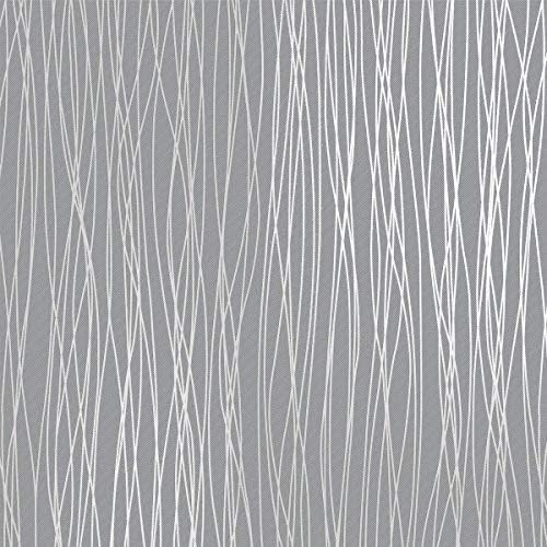 Kmiles Non-Adhesive 3D Wallpaper, Length 20.8" Width 393" Per Roll, Non-Woven Modern Print Embossed Stripe Fashion Wallpapers for Livingroom, Bedroom, Silver Grey